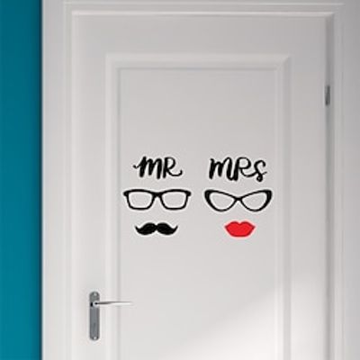 1pc Bathroom Wall Stickers, Self-adhesive English Men And Women Wall Stickers, Decorative Personality Stickers, Bathroom Accessories. miniinthebox