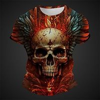 Graphic Skull Daily Designer Retro Vintage Men's 3D Print T shirt Tee Sports Outdoor Holiday Going out T shirt Pink Red Burgundy Short Sleeve Crew Neck Shirt Spring  Summer Clothing Apparel S M L XL Lightinthebox - thumbnail