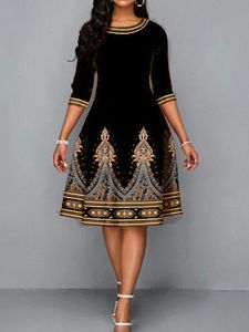 Ethnic Style Digital Printing Skater Dresses