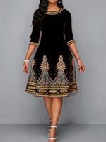 Ethnic Style Digital Printing Skater Dresses