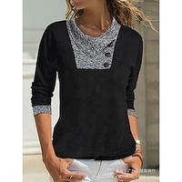 2021 summer women's top cross-border women's amazon europe and the united states new round neck long-sleeved t-shirt spot miniinthebox - thumbnail