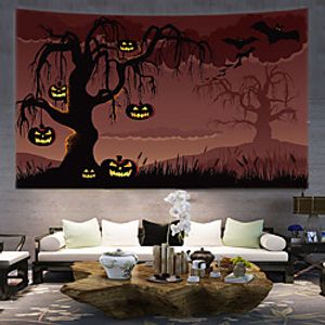 Halloween Wall Tapestry Art Decor Blanket Curtain Hanging Home Bedroom Living Room Decoration Psychedelic Haunted Scary Pumpkin Skull Skeleton Bat Castle Grim Reaper Polyester miniinthebox