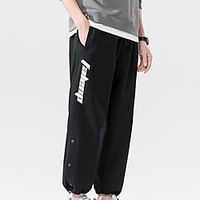 Men's Casual Trousers Chinos Drawstring Elastic Waist Full Length Pants Casual Daily Micro-elastic Letter Breathable Lightweight Mid Waist Black Gray M L XL XXL 3XL miniinthebox - thumbnail