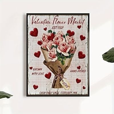 Valentine'S Day Wall Art Canvas Rosebouquet Prints and Posters Pictures Decorative Fabric Painting For Living Room Pictures No Frame Lightinthebox