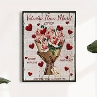 Valentine'S Day Wall Art Canvas Rosebouquet Prints and Posters Pictures Decorative Fabric Painting For Living Room Pictures No Frame Lightinthebox - thumbnail