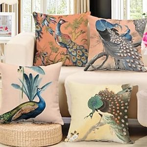 Peacock Colorful Double Side Pillow Cover 4PC Soft Decorative Square Cushion Case Pillowcase for Bedroom Livingroom Sofa Couch Chair Lightinthebox