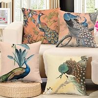 Peacock Colorful Double Side Pillow Cover 4PC Soft Decorative Square Cushion Case Pillowcase for Bedroom Livingroom Sofa Couch Chair Lightinthebox - thumbnail