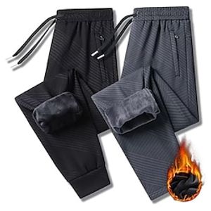 Men's Sherpa Sweatpants Winter Pants Pocket Plain Comfort Breathable Outdoor Daily Going out Fashion Casual Black Dark Gray miniinthebox