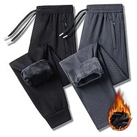Men's Sherpa Sweatpants Winter Pants Pocket Plain Comfort Breathable Outdoor Daily Going out Fashion Casual Black Dark Gray miniinthebox - thumbnail