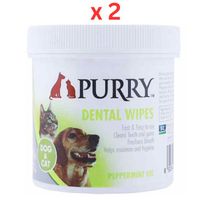 Purry Dental Wipes With Peppermint Oil For Dogs And Cats - 100pcs (Pack of 2)