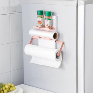 KCASA KC-SR09 Magnet Refrigerator Fridge Sidewall Paper Towel Holder Storage Rack Shelf Organizer