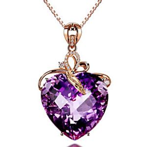 Women's Amethyst Pendant Necklace Classic Heart Fashion Copper Imitation Diamond Purple 455 cm Necklace Jewelry 1pc For Anniversary Party Evening Gift miniinthebox