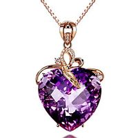 Women's Amethyst Pendant Necklace Classic Heart Fashion Copper Imitation Diamond Purple 455 cm Necklace Jewelry 1pc For Anniversary Party Evening Gift miniinthebox - thumbnail