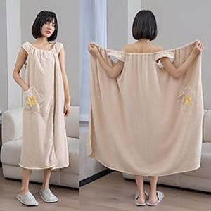 Wearable Bath Towel Wrap Cozy Coral Fleece Highly Water Absorbent Beach Spa Gym Bathrobes Slip Dress Bathing Shower Cover Up Tube Dress Nightwear Sleepdress Sleeping Robe Lightinthebox