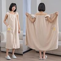 Wearable Bath Towel Wrap Cozy Coral Fleece Highly Water Absorbent Beach Spa Gym Bathrobes Slip Dress Bathing Shower Cover Up Tube Dress Nightwear Sleepdress Sleeping Robe Lightinthebox - thumbnail