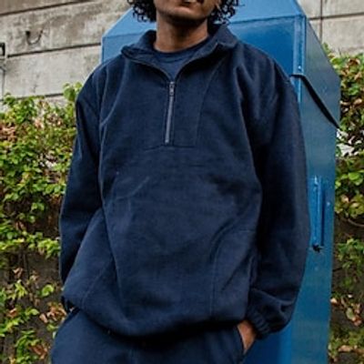 Men's Sweatshirt Quarter Zip Sweatshirt Navy Blue Half Zip Plain Pocket Sports Outdoor Daily Holiday Streetwear Basic Casual Spring Fall Clothing Apparel Hoodies Sweatshirts miniinthebox