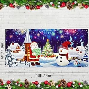 Christmas Outdoor Garage Door Cover Santa Xmas Door Banner Santa Claus Snowman Large Door Mural Christmas Backdrop Decoration for Holiday Home Wall Decorations miniinthebox