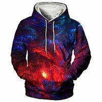 Men's Pullover Hoodie Sweatshirt Galaxy Graphic Casual Daily Weekend 3D Print Casual Hoodies Sweatshirts  Red Lightinthebox - thumbnail