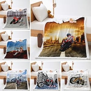 Printed Blanket Lamb Cashmere Double-layer Warm Blanket is Suitable for Living Room Bedroom Motorcycle 3D Digital Printing Thickened Lamb Cashmere Crystal Wool Blanket Blanket Cover Blanket miniinthebox