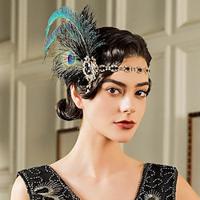 Head Jewelry Headbands Flapper Headband Headwear Retro Vintage Roaring 20s 1920s Feather For The Great Gatsby Flapper Girl Cosplay Halloween Carnival Women's Costume Jewelry Fashion Jewelry Lightinthebox