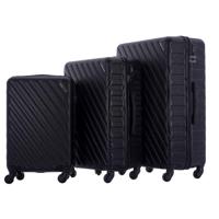 PARA JOHN 3-Piece Hard Side ABS Spinner Luggage Trolley Set 20/24/28 Inch BLACK