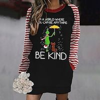Women's Hoodie Dress Streetwear Green Black Yellow Graphic Striped Christmas Round Neck Long Sleeve S M L XL 2XL 3XL Lightinthebox - thumbnail