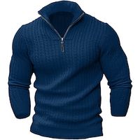 Men's Pullover Sweater Jumper Quarter Zip Sweaters Knit Top Ribbed Knit Regular Knitted Quarter Zip Plain Quarter Zip Keep Warm Modern Contemporary Daily Wear Going out Clothing Apparel Fall Winter Lightinthebox - thumbnail