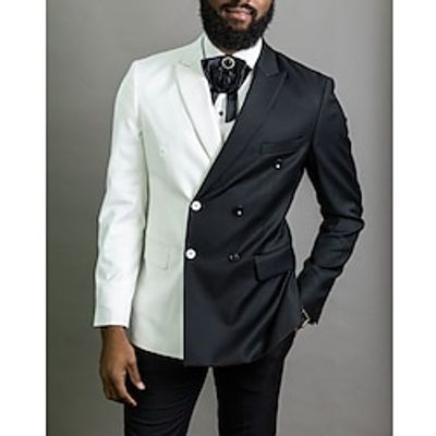 Black White Men's Wedding Suits Patchwork 2 Piece Daily Plus Size Double Breasted Six-buttons 2023 Lightinthebox Black White Men's Wedding Suits Patchwork 2 Piece Daily Plus Size Double Breasted Six-buttons 2023 Lightinthebox