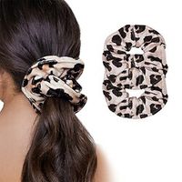 2pcs Women's Hair Ties Scrunchie For Daily Fabric Pink White Leopard Lightinthebox - thumbnail