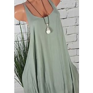 Women's A Line Dress Midi Dress Green Sleeveless Solid Color Ruched Spring Summer U Neck Spaghetti Strap Elegant Casual 2022 S M L XL XXL 3XL Lightinthebox