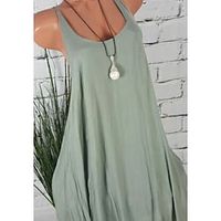 Women's A Line Dress Midi Dress Green Sleeveless Solid Color Ruched Spring Summer U Neck Spaghetti Strap Elegant Casual 2022 S M L XL XXL 3XL Lightinthebox - thumbnail