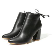 Pointed Toe Black Block Boots