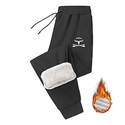 Cow Warm Vintage Men's 3D Print Fleece Pants Sweatpants Joggers Outdoor Street Casual Daily Polyester Fleece Lined Black Army Green Blue S M L Mid Waist Elasticity Pants Lightinthebox