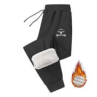 Cow Warm Vintage Men's 3D Print Fleece Pants Sweatpants Joggers Outdoor Street Casual Daily Polyester Fleece Lined Black Army Green Blue S M L Mid Waist Elasticity Pants Lightinthebox - thumbnail