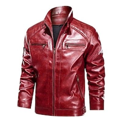 Men's Faux Leather Jacket Biker Jacket Motorcycle Jacket Outdoor Daily Wear Warm Pocket Fall Winter Plain Fashion Streetwear Lapel Regular Black Red Coffee Jacket Lightinthebox Men's Faux Leather Jacket Biker Jacket Motorcycle Jacket Outdoor Daily Wear Warm Pocket Fall Winter Plain Fashion Streetwear Lapel Regular Black Red Coffee Jacket Lightinthebox