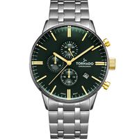 Tornado Men's Chronograph Display Watch & High Quality Solid Stainless Steel Strap, Silver - T6102-SBSH