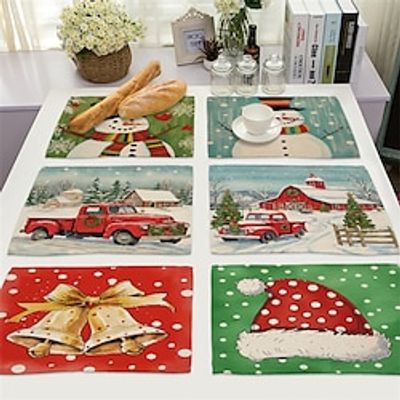 Christmas Placemat Linen Heat Resistant Dining Table Place Mats Plate Mat Xmas Decor Fall Kitchen Table Mats Indoor Outdoor Lightinthebox