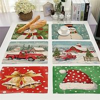 Christmas Placemat Linen Heat Resistant Dining Table Place Mats Plate Mat Xmas Decor Fall Kitchen Table Mats Indoor Outdoor Lightinthebox - thumbnail