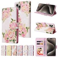 Phone Case For iPhone 15 Pro Max iPhone 14 13 12 11 Pro Max Mini SE X XR XS Max 8 7 Plus Wallet Case Full Body Protective with Wrist Strap Kickstand Flower Floral TPU PU Leather Lightinthebox