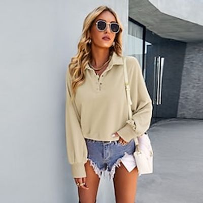 Women's Blouse Hoodie Plain Beige Long Sleeve Work Casual Sports Daily Casual Shirt Collar Form Fit Fall Winter Lightinthebox Women's Blouse Hoodie Plain Beige Long Sleeve Work Casual Sports Daily Casual Shirt Collar Form Fit Fall Winter Lightinthebox
