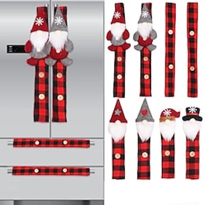 8 Pieces Christmas Fridge Handle Covers Fridge Handle Cover for Double Door Fridge Kitchen Christmas Decorations, Faceless Dolls Party Decoration Lightinthebox