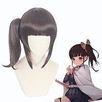 Demon Slayer: Kimetsu no Yaiba Tsuyuri Kanao Cosplay Wigs Women's Straight bangs With Ponytail 14 inch Heat Resistant Fiber Straight Black Teen Adults' Anime Wig Lightinthebox - thumbnail