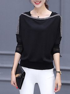 Glitter Color Block Long Sleeve T-Shirts