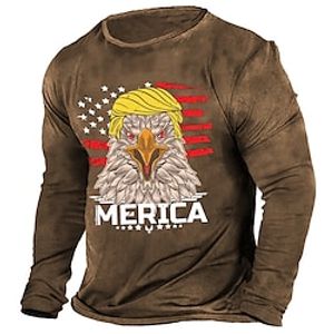 Men's T shirt Tee Tee Graphic Eagle National Flag Crew Neck Clothing Apparel 3D Print Outdoor Casual Long Sleeve Print Vintage Fashion Designer Lightinthebox