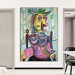 Hand painted Pablo Picasso Seated Portrait of Dora Maar painting Handmade Oil Painting Hand Painted Pablo Picasso Vertical Abstract People Classic Modern Pablo Picasso painting Lightinthebox