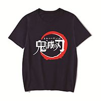 Men's Unisex Tee T shirt Hot Stamping Anime Graphic Prints Plus Size Demon Slayer Print Short Sleeve Casual Tops Cotton Basic Designer Big and Tall White Black Red Lightinthebox - thumbnail