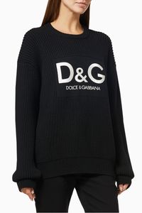 Embroidered DG Next Sweater in Rib Wool