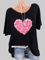 Round Neck Print Short Sleeve T-shirt - thumbnail
