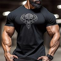 Skull Black T shirt Tee Men's Graphic Cotton Blend Shirt Sports Classic Shirt Short Sleeve Comfortable Tee Sports Outdoor Holiday Summer Fashion Designer Clothing S M L XL XXL XXXL Lightinthebox - thumbnail
