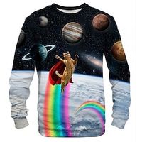 Men's Unisex Sweatshirt Black Crew Neck Galaxy Graphic Prints Print Outdoor Street Daily 3D Print Basic Sports Casual Spring   Fall Clothing Apparel Hoodies Sweatshirts  Long Sleeve Lightinthebox - thumbnail